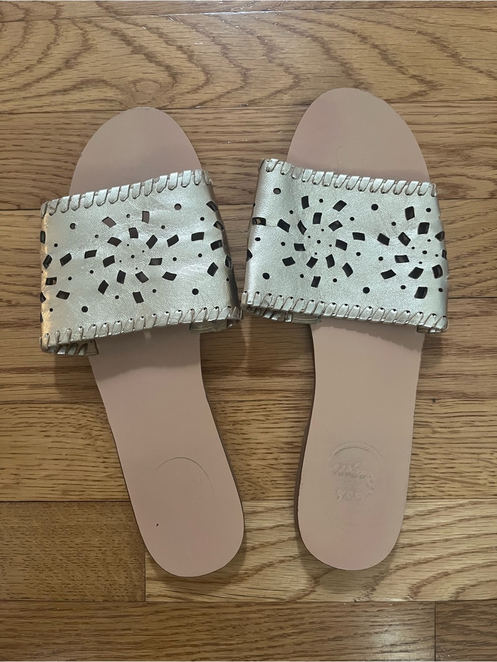 Women's Jack Rogers Metallic Gold Slide Sandals